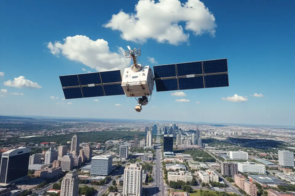 communication satellite cityscape image