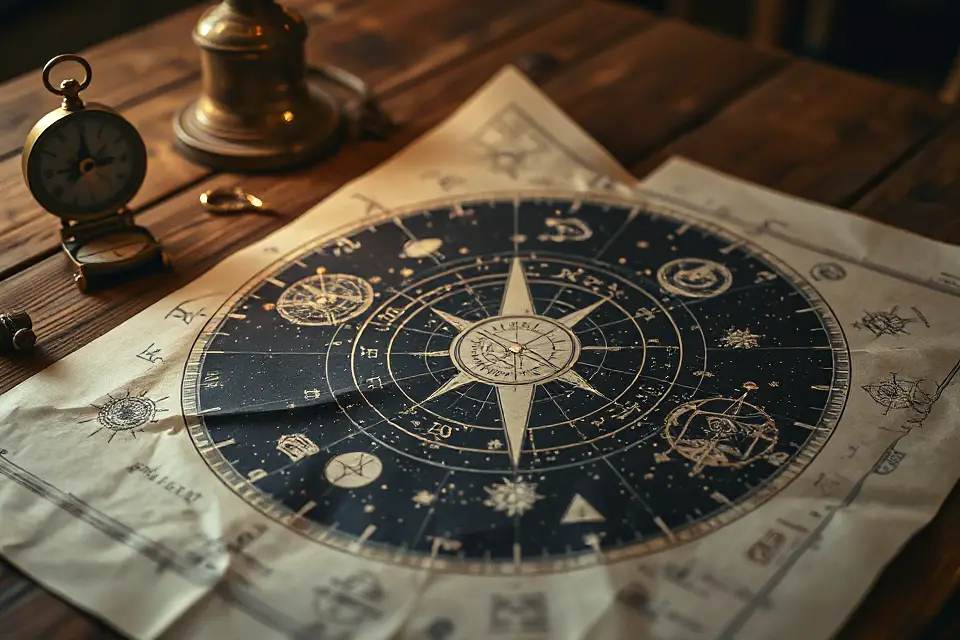constellation map with compass