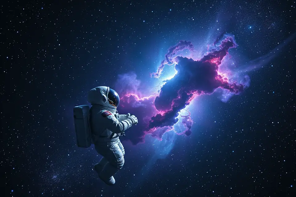 cosmic contemplation astronaut art