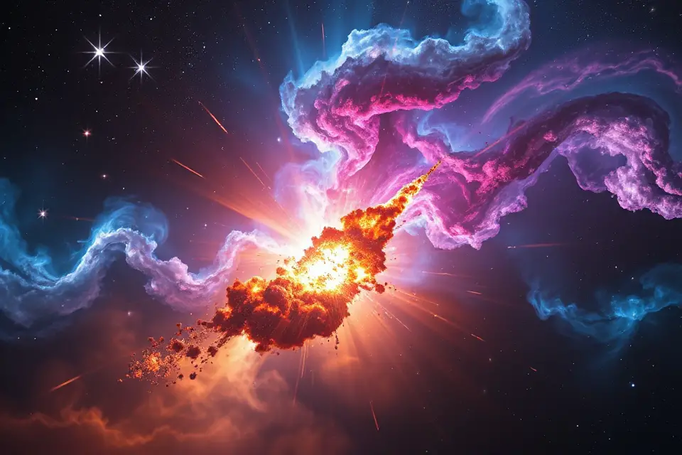 cosmic explosion nebula clouds