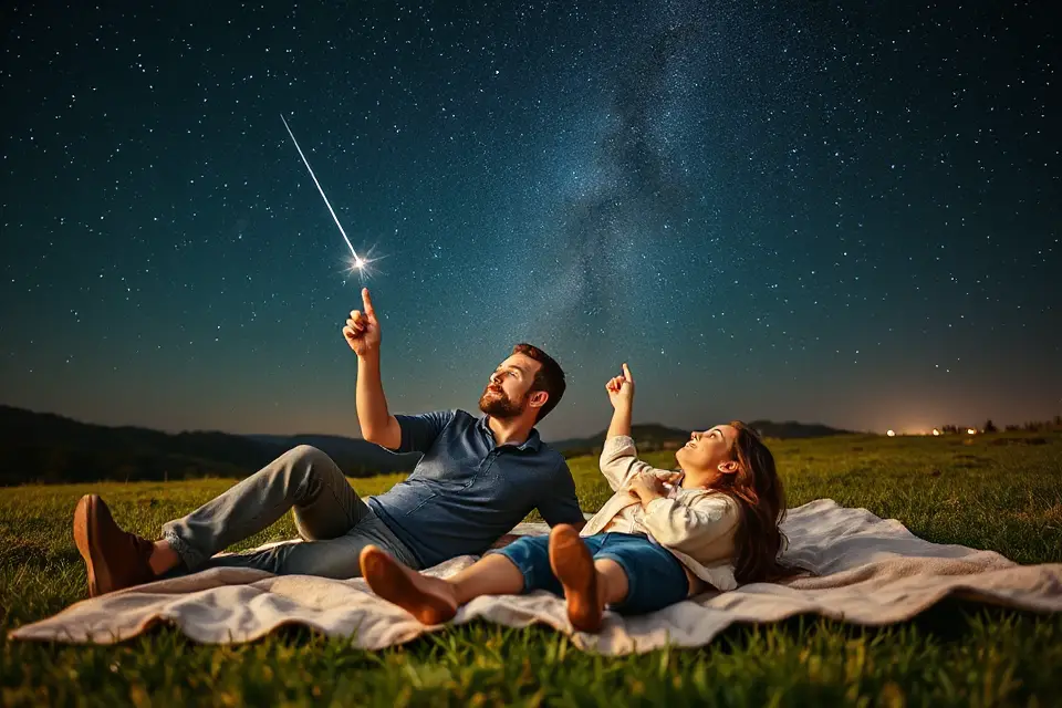 couple watching shooting stars