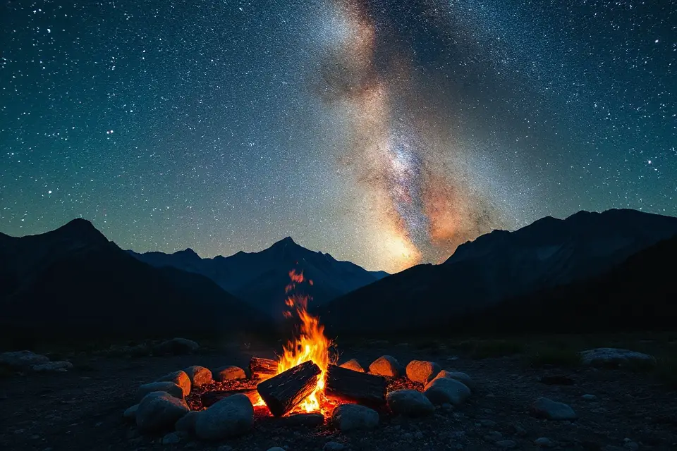 cozy camping starry mountains