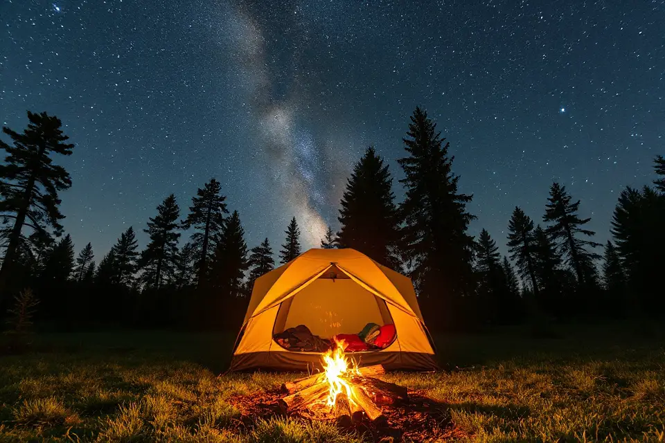 cozy tent under stars