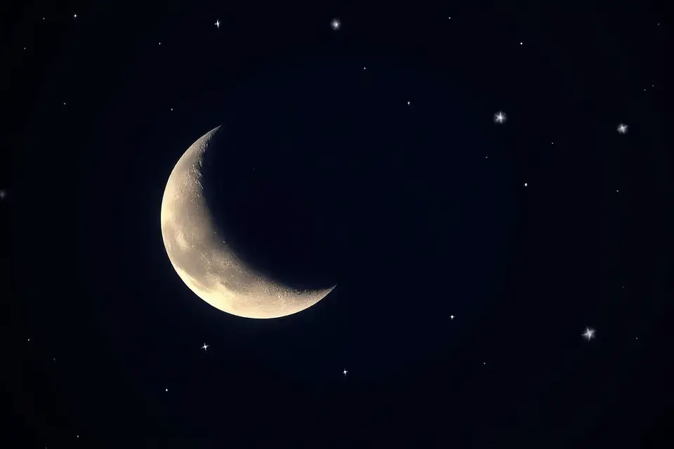 crescent moon and stars