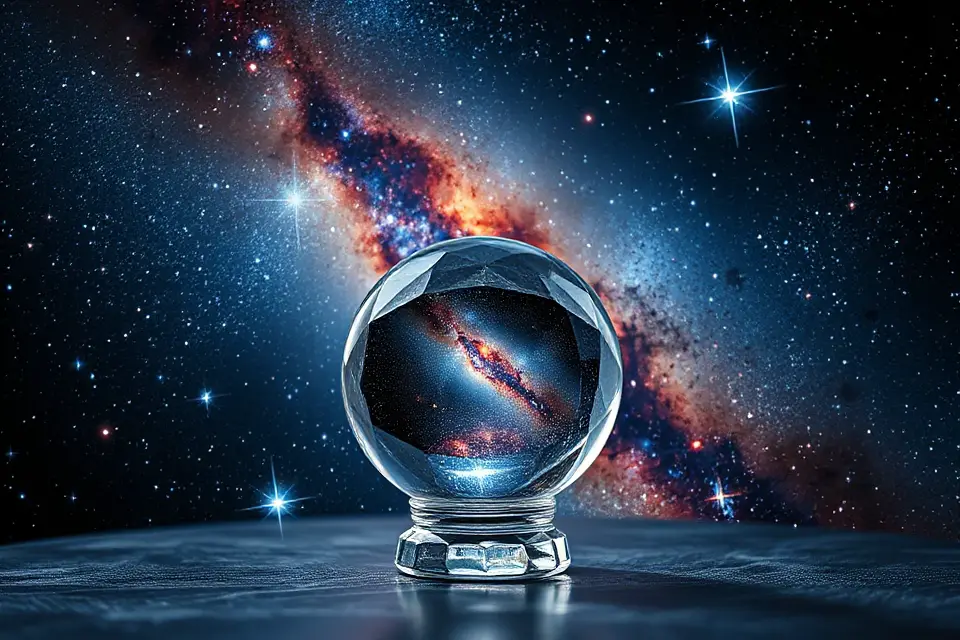 crystal orb reflecting stars
