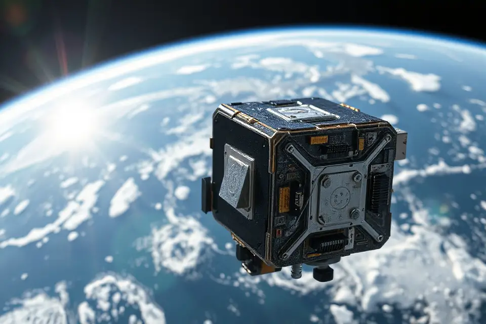 cube satellite earth backdrop