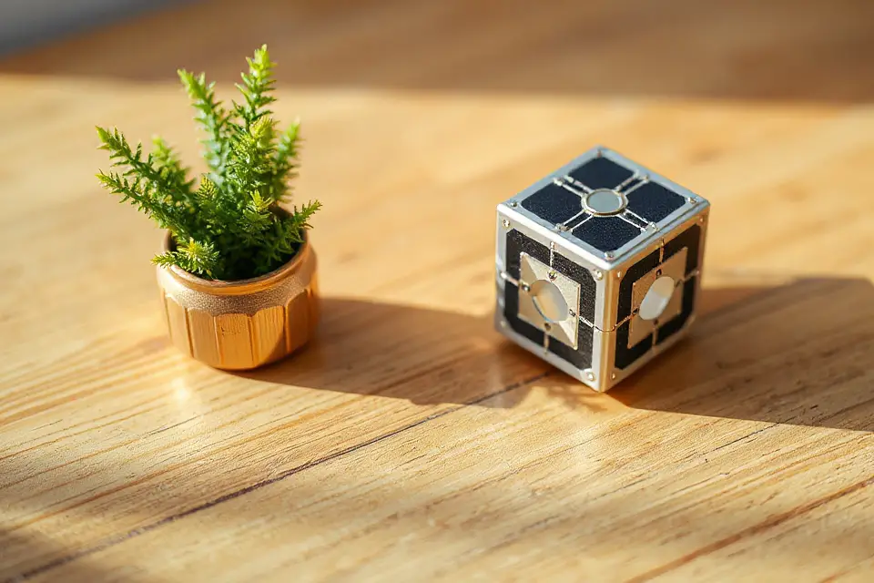 cube satellite with plant