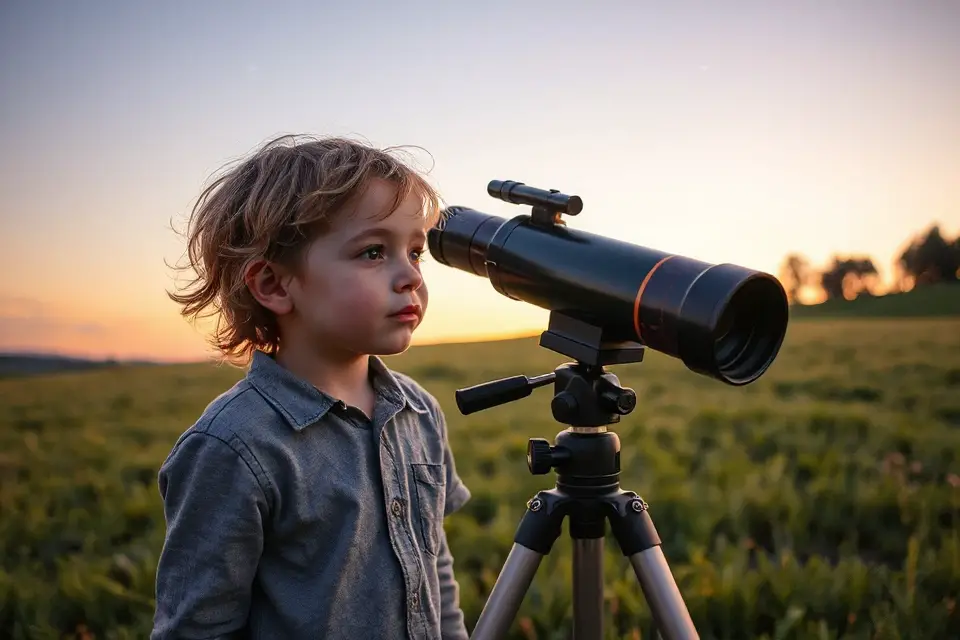 curious child exploring astronomy
