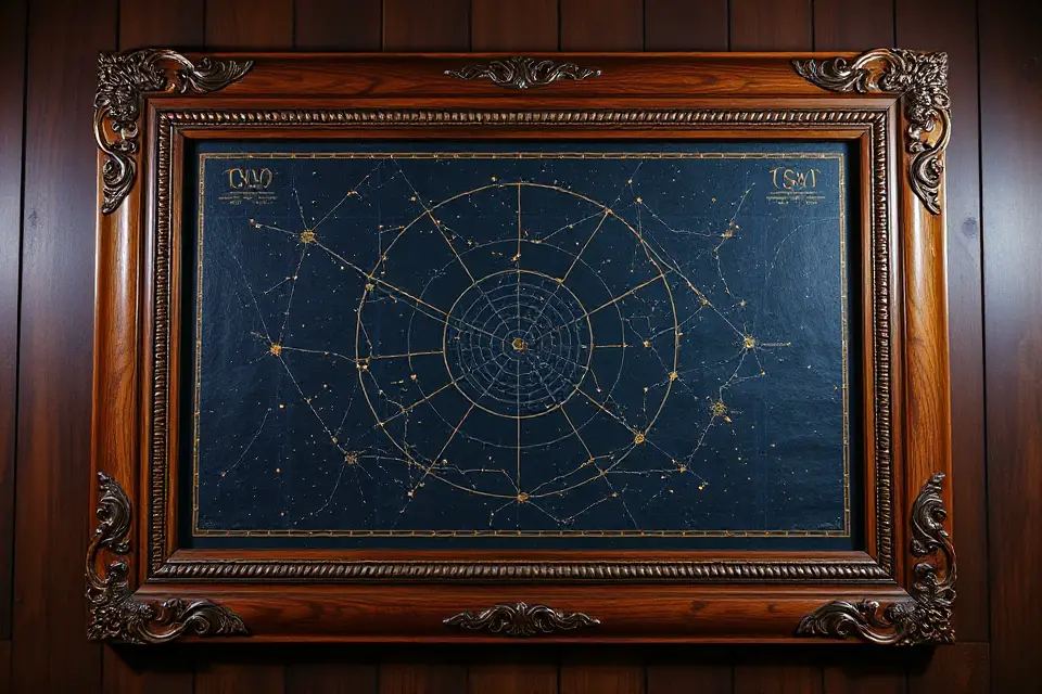 elegant wooden constellation map
