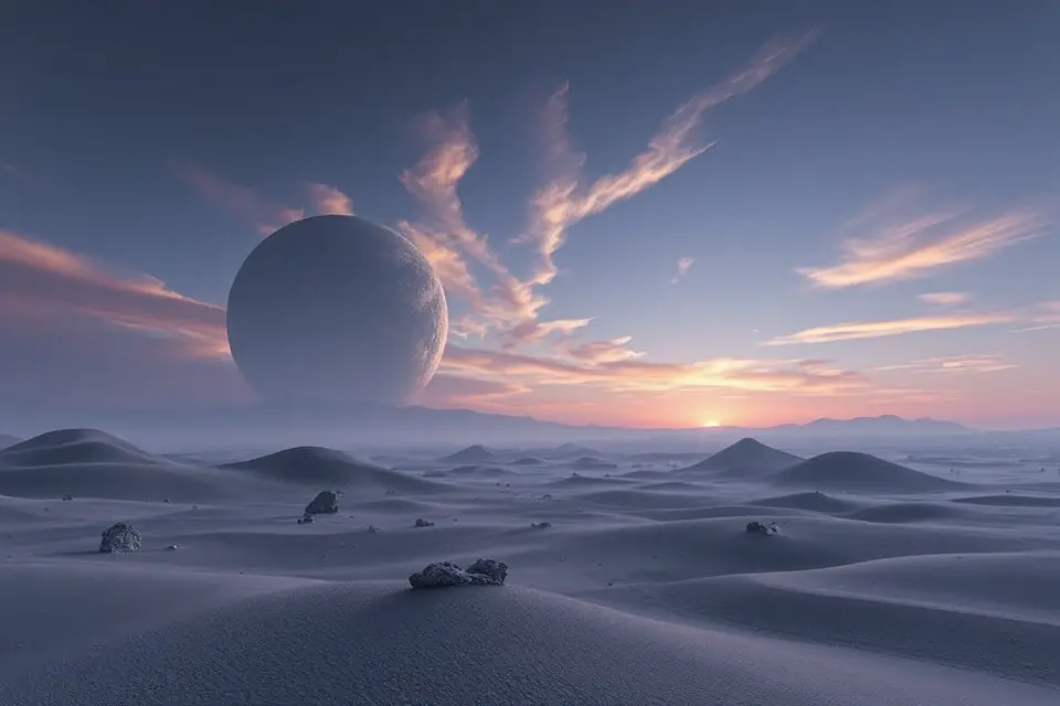 exoplanet minimalist landscape illustration