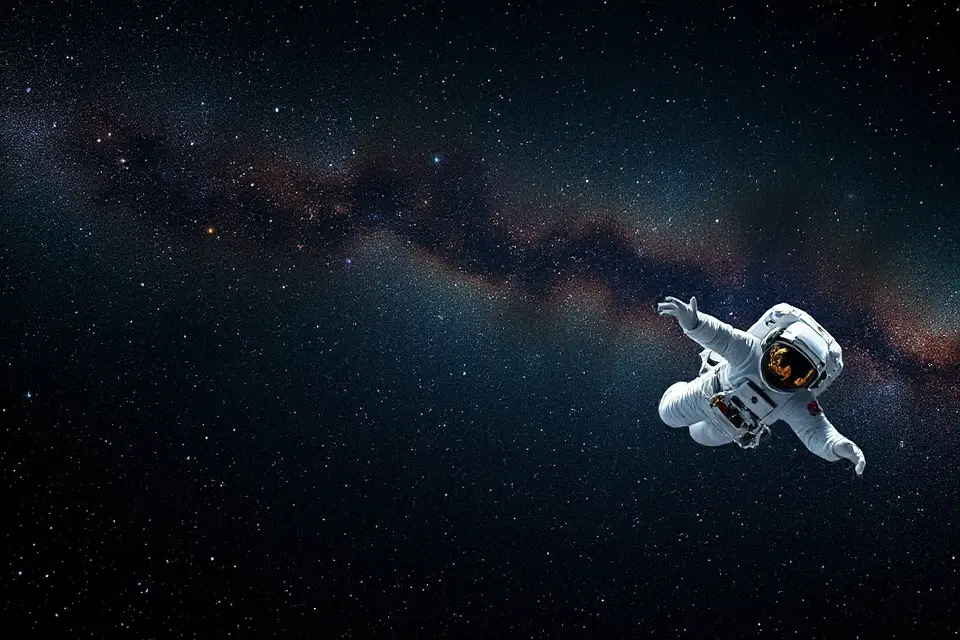 floating astronaut in cosmos