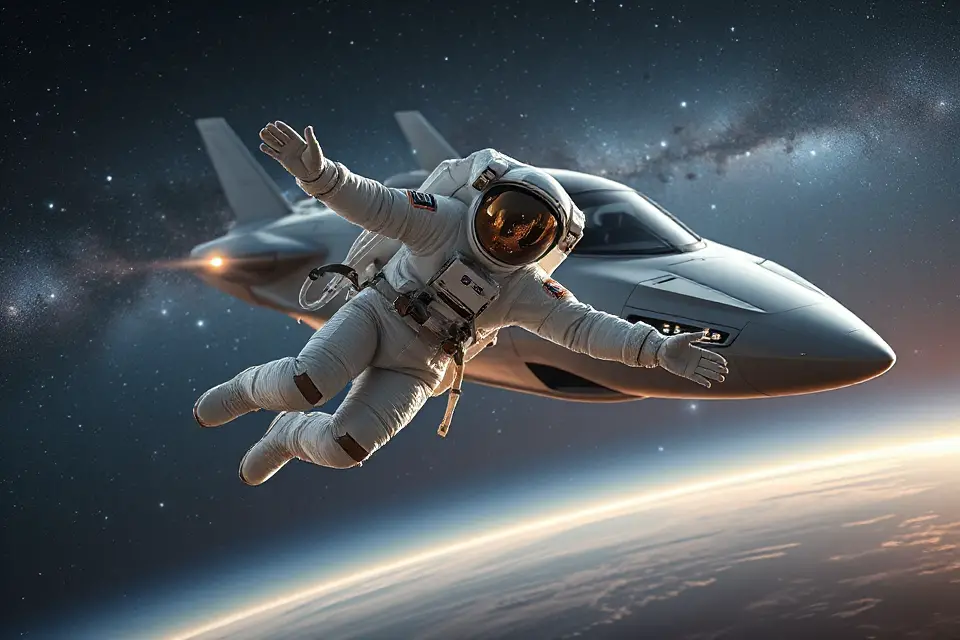 floating astronaut in space