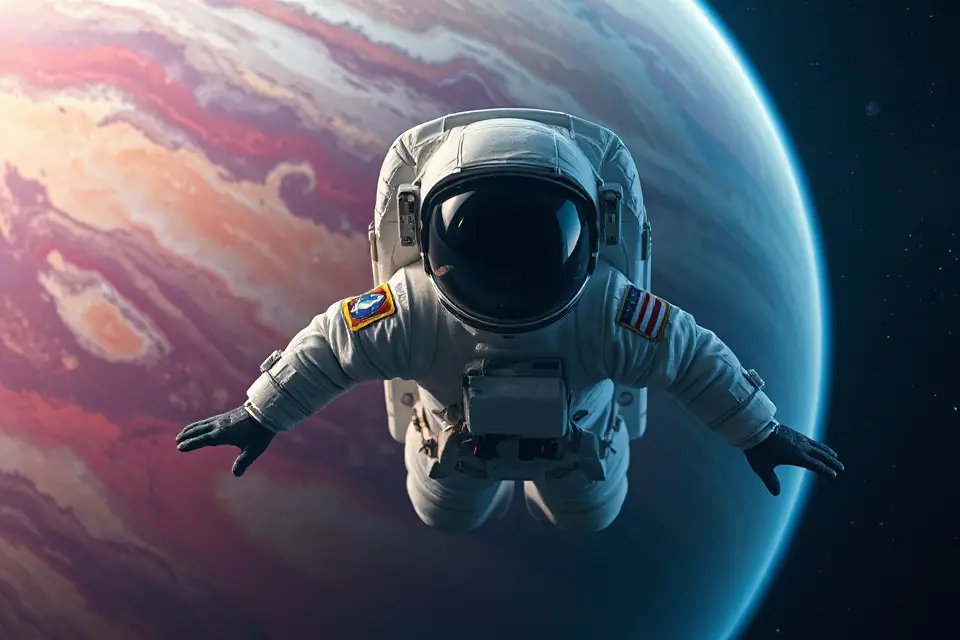floating astronaut in space