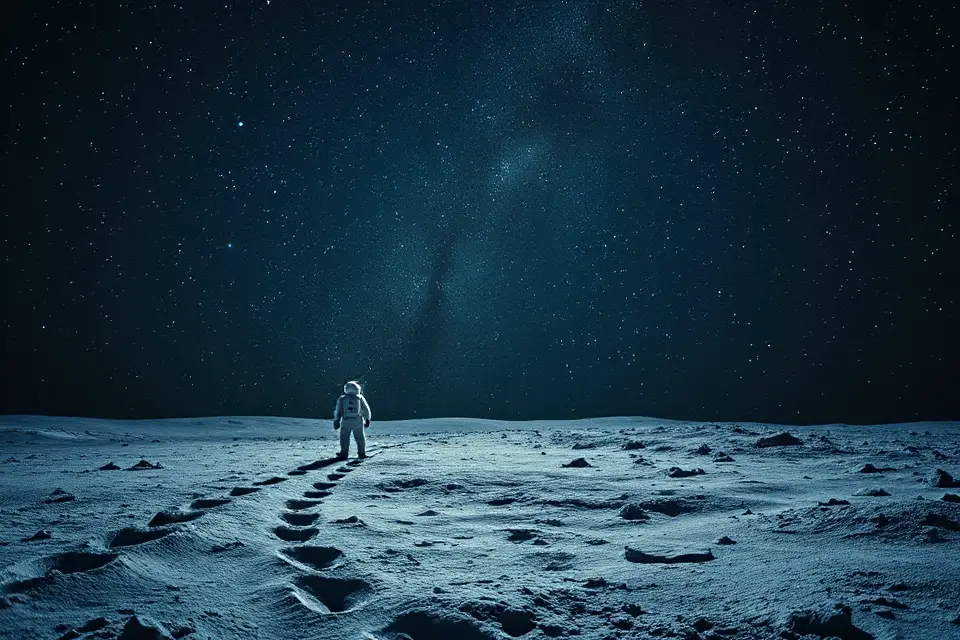 footprints towards starry horizon