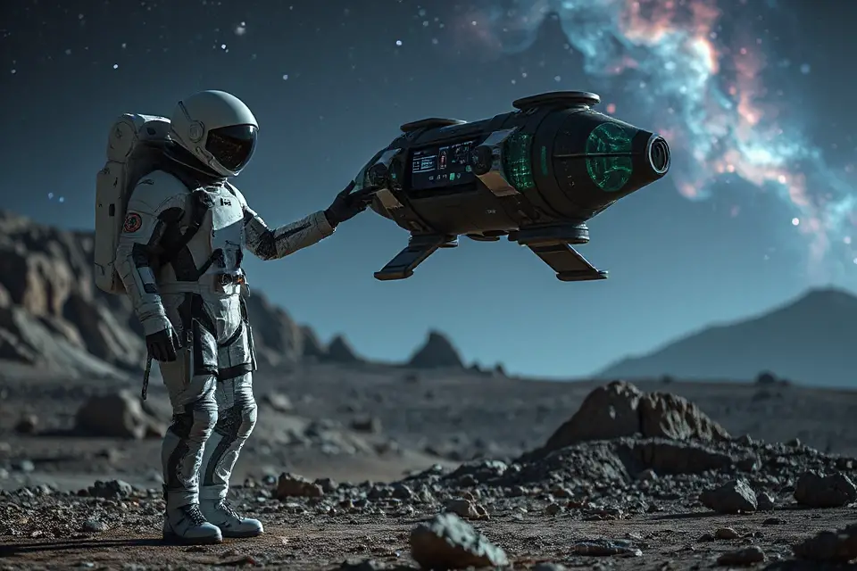 futuristic astronaut and robot