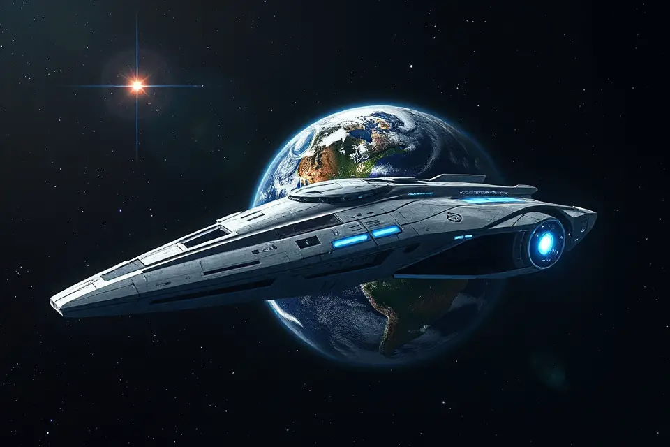 futuristic space cargo ship