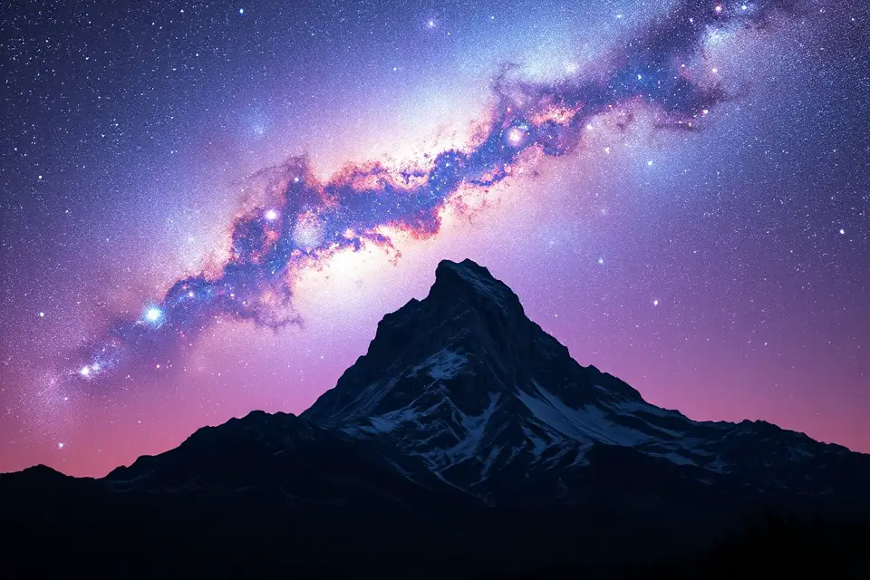 galactic mountain peak illumination