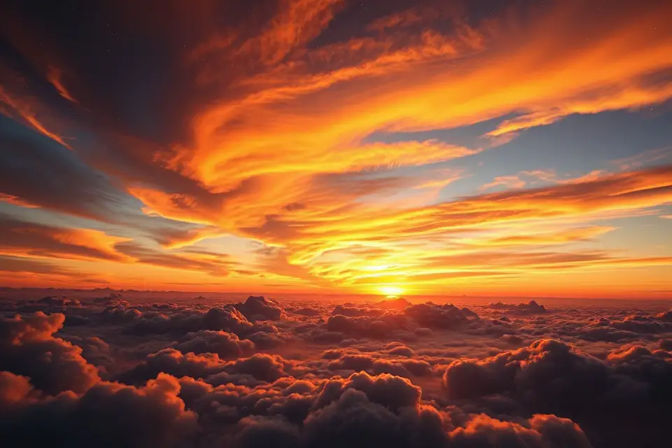 gas giant planet sunset