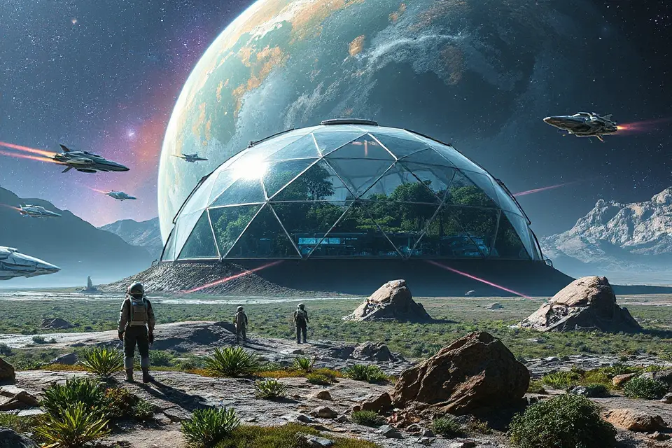 glistening space colonization image