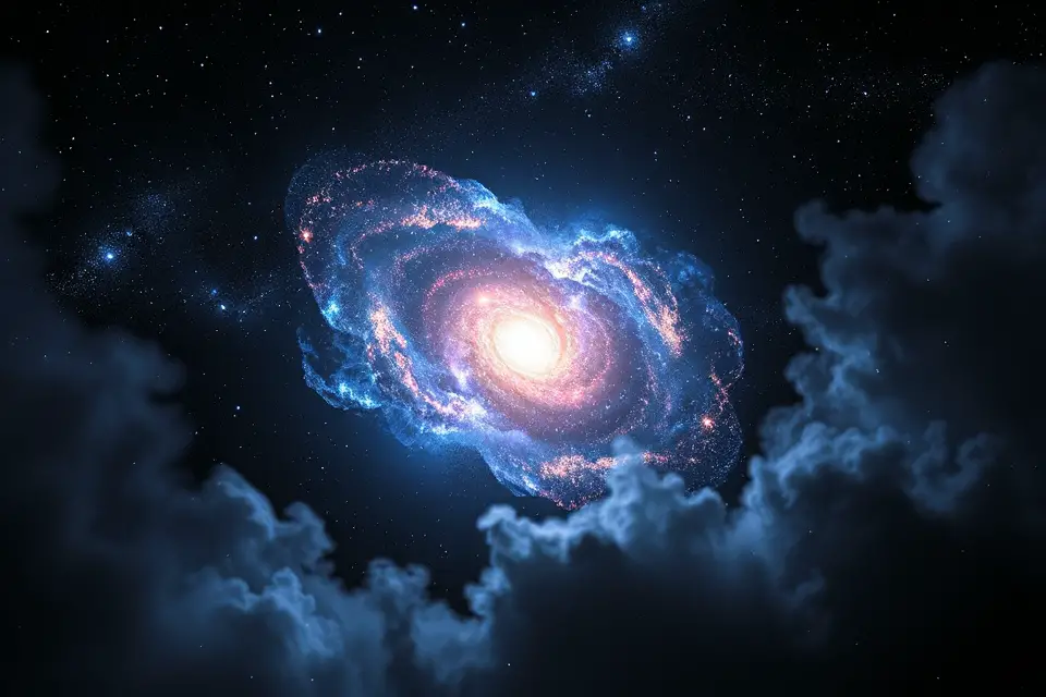 glowing galaxy dark matter illustration