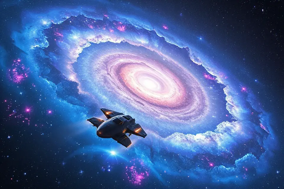 glowing galaxy spaceship photo