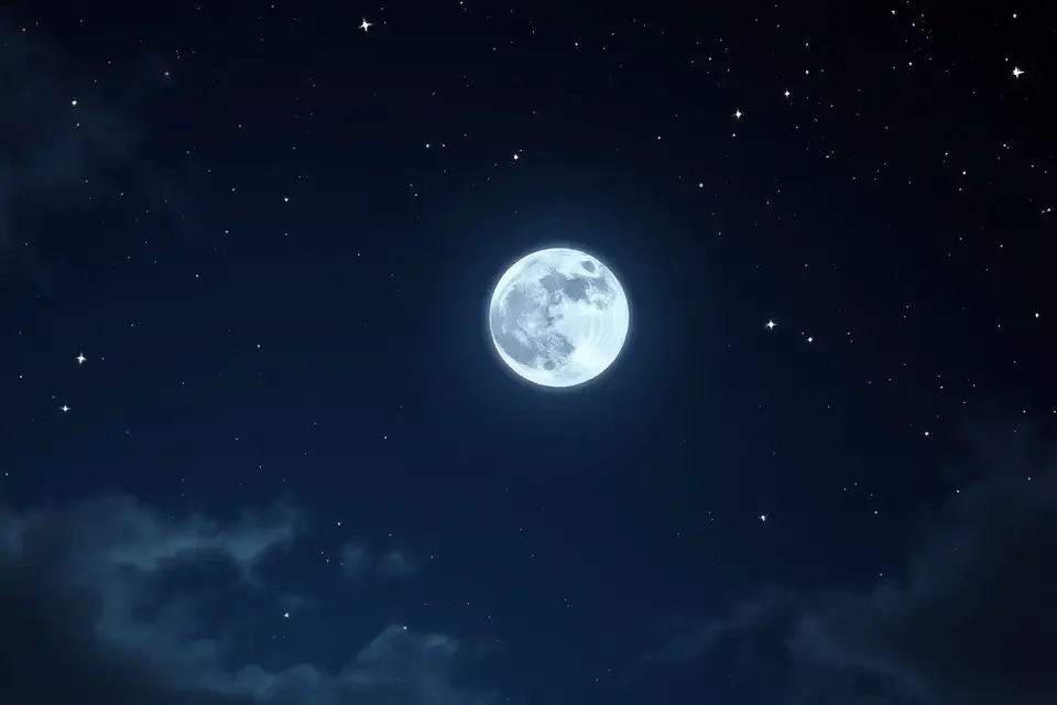 glowing moon and stars