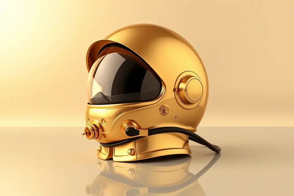 gold plated astronaut helmet