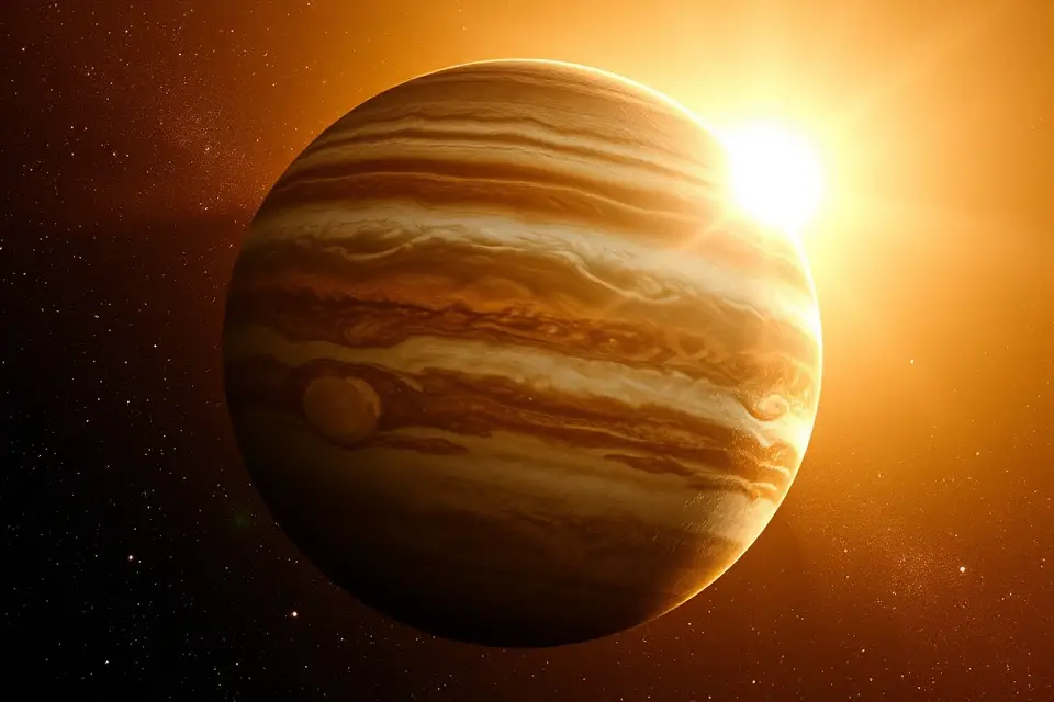 jupiter s grandeur in sunlight