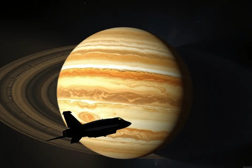 jupiter spacecraft silhouette landscape