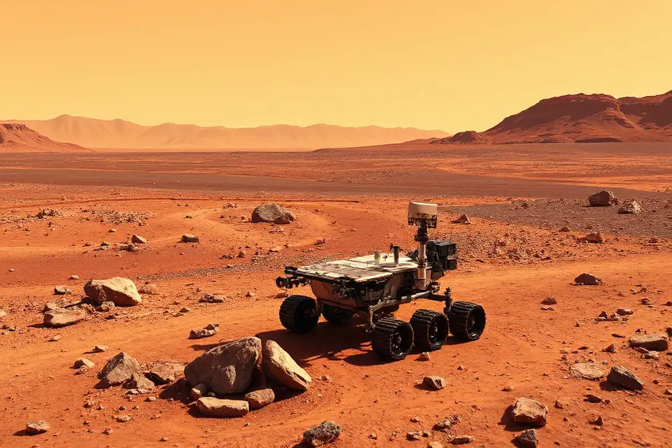 lone rover exploring mars