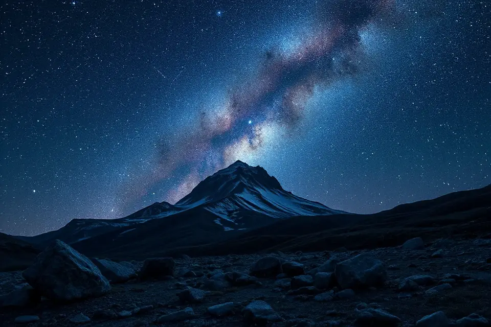 lonely mountain night sky
