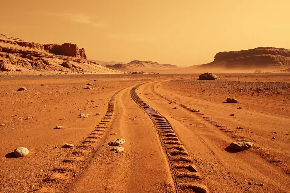 mars surface tracks photo