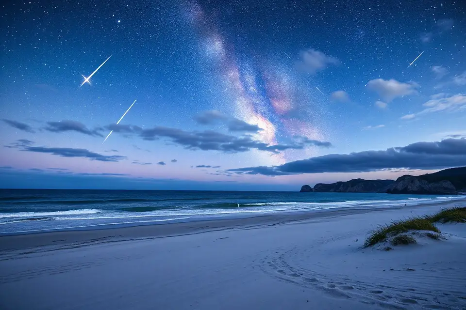 meteor shower coastal beach