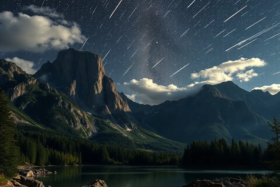 meteor shower mountain landscape