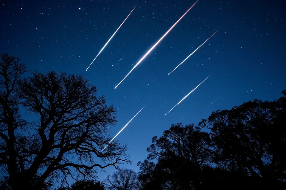 meteor shower tree silhouette