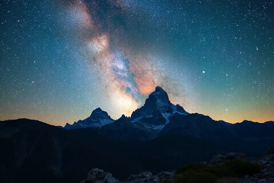 milky way mountain peaks