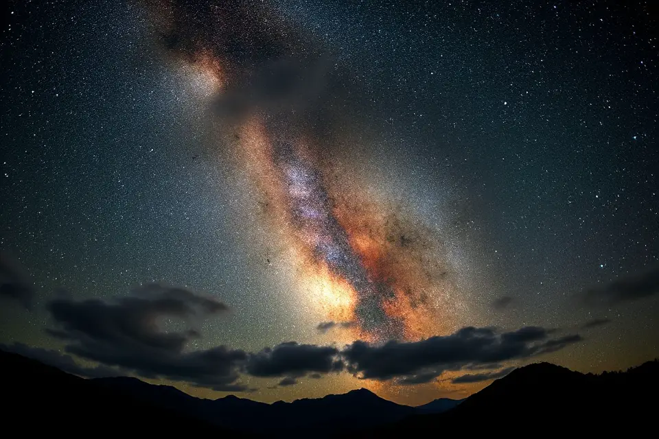 milky way night sky clouds