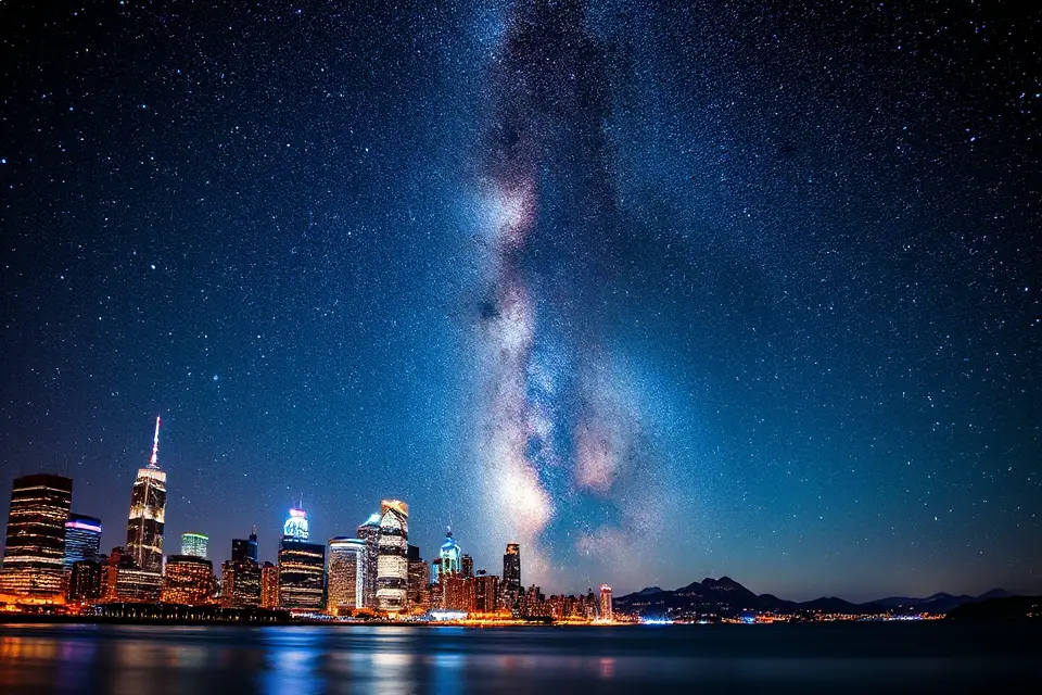 milky way urban skyline