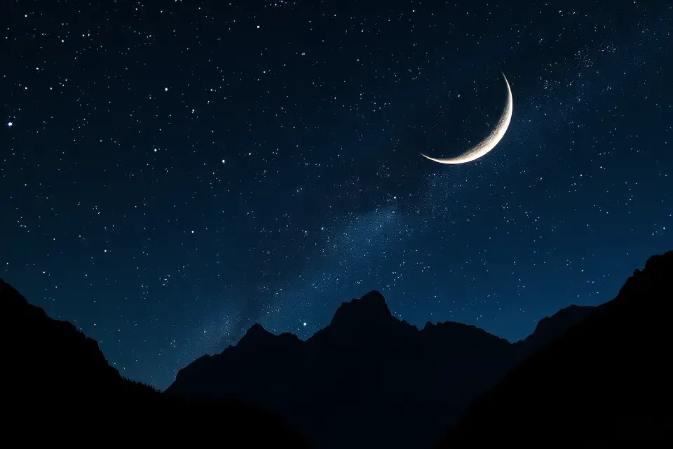 moonlit mountain silhouette photo