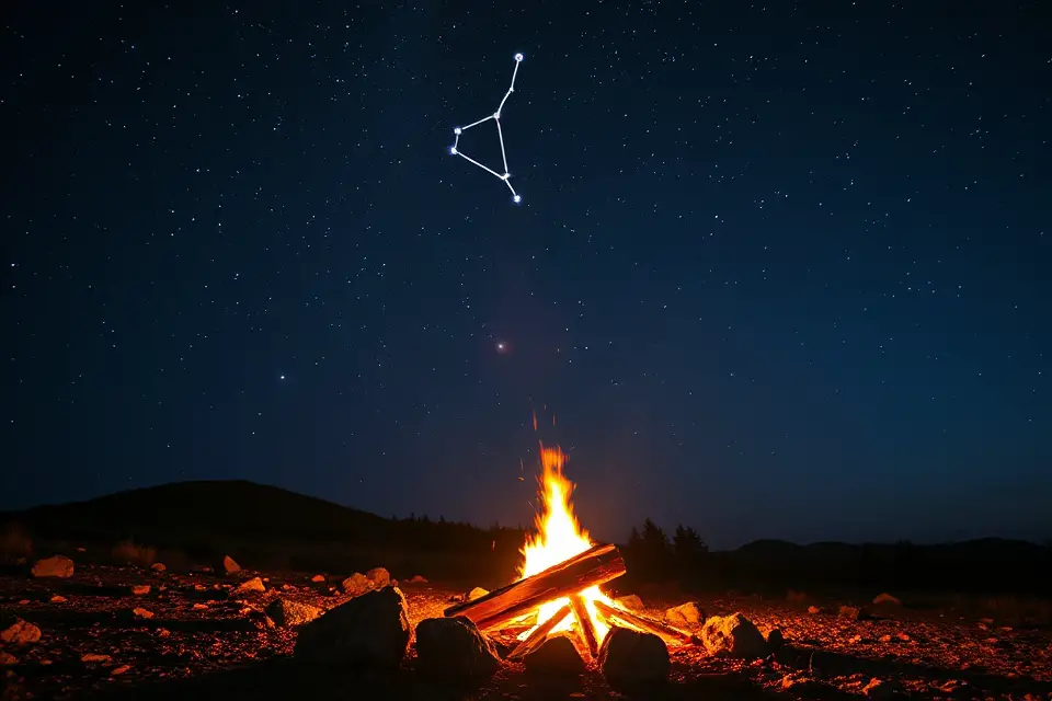 orion constellation bonfire photo