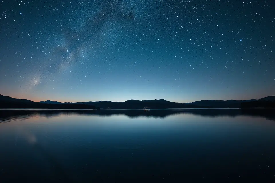 orion constellation lake reflection