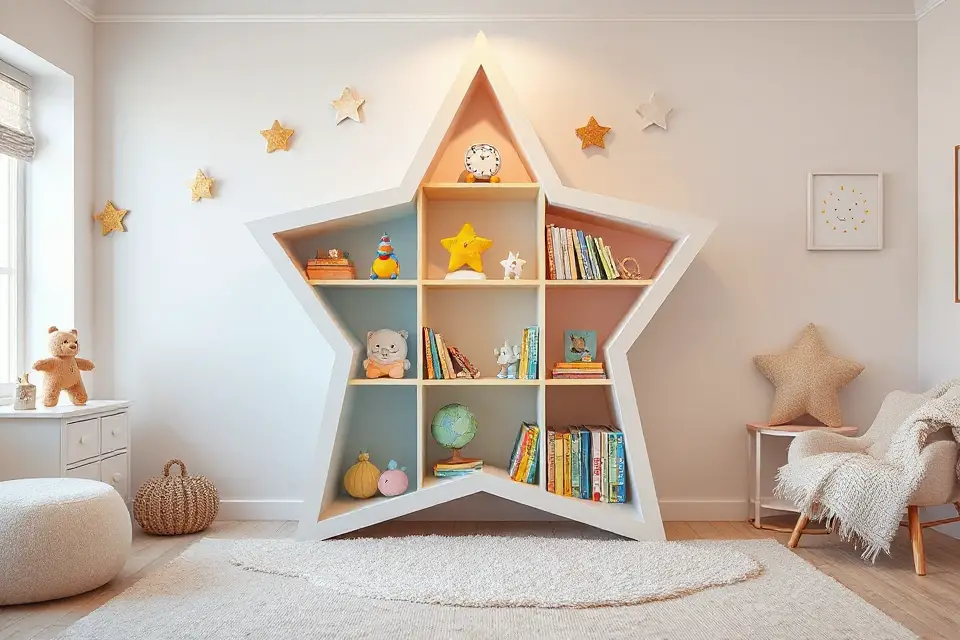 playful star shaped bookshelf