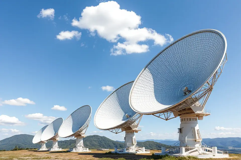 radio telescope dishes aligned