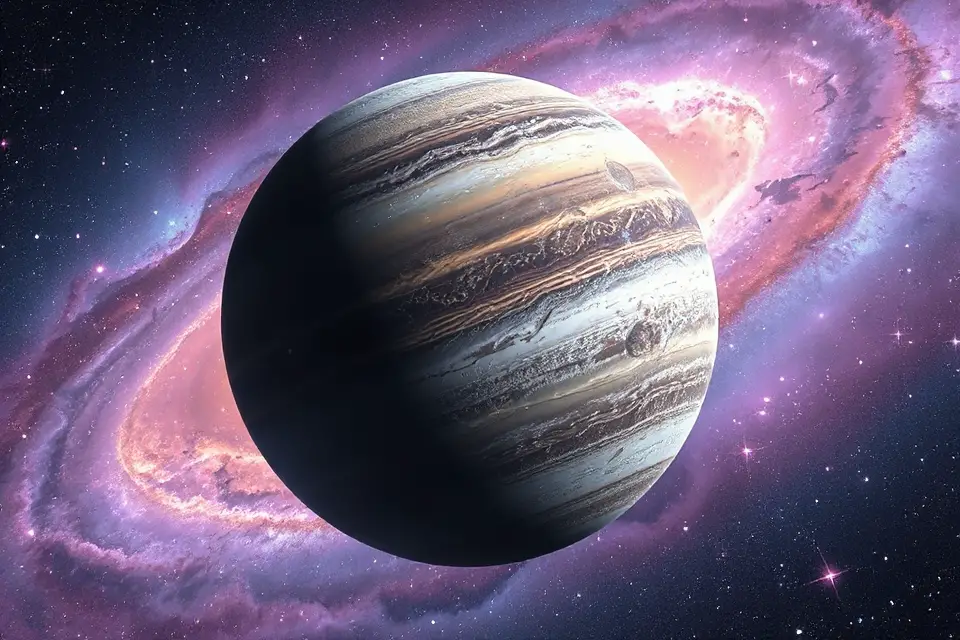 reflective planet under stars
