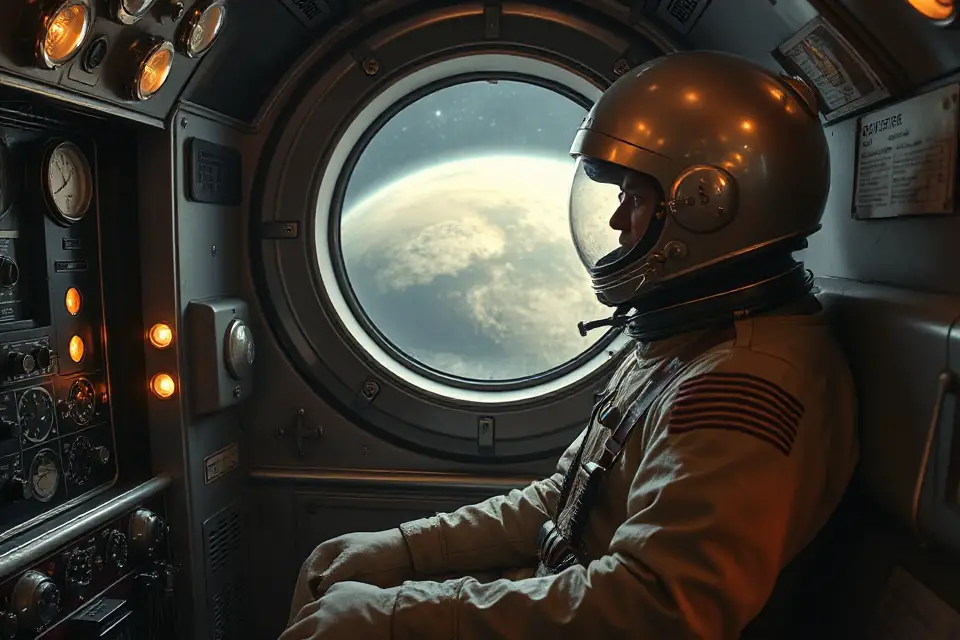 retro astronaut spacecraft interior