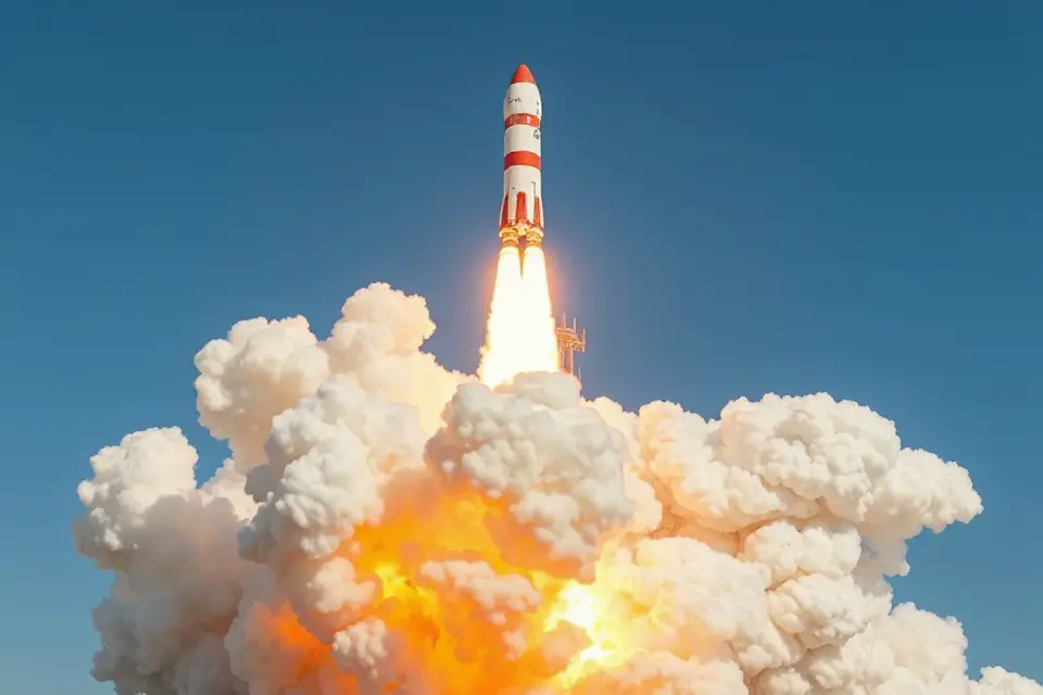 rocket flames and smoke
