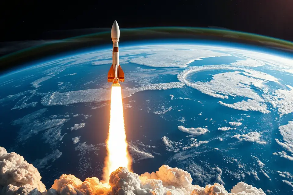 rocket launch with curvature