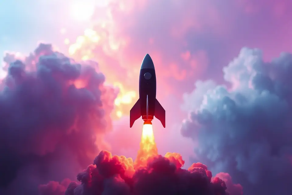 rocket silhouette abstract background