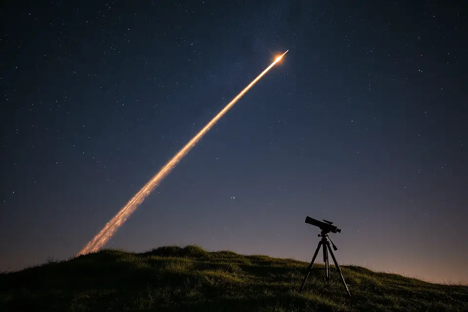rocket trail and telescope