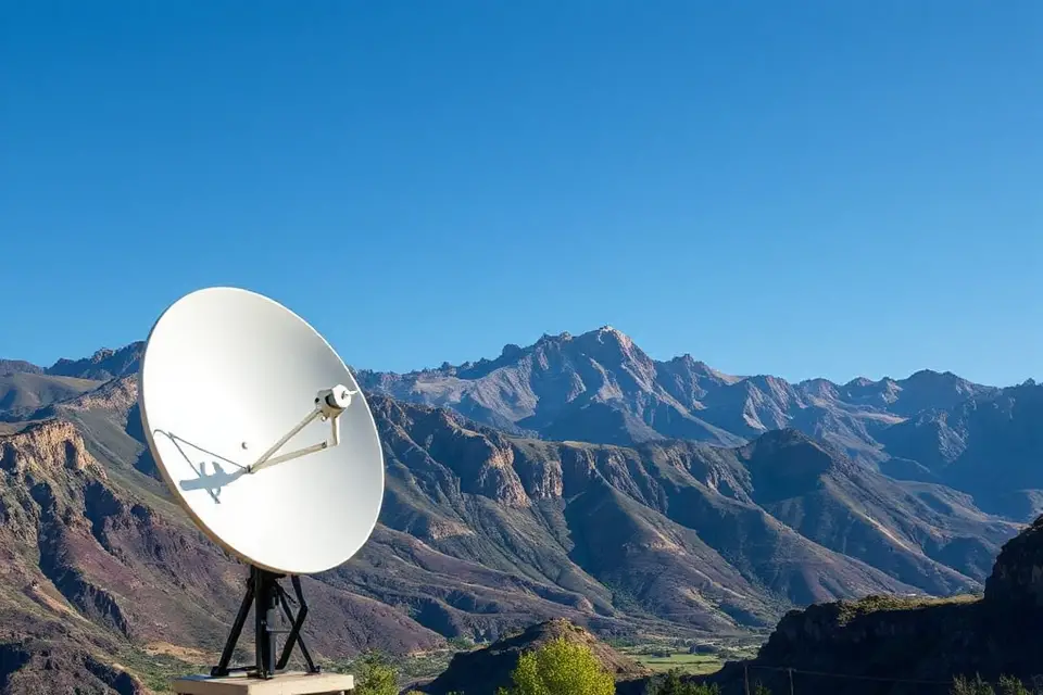 satellite dish mountain backdrop